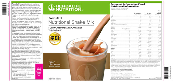 Formula 1 Nutritional Shake Mix - Dutch Chocolate 560g